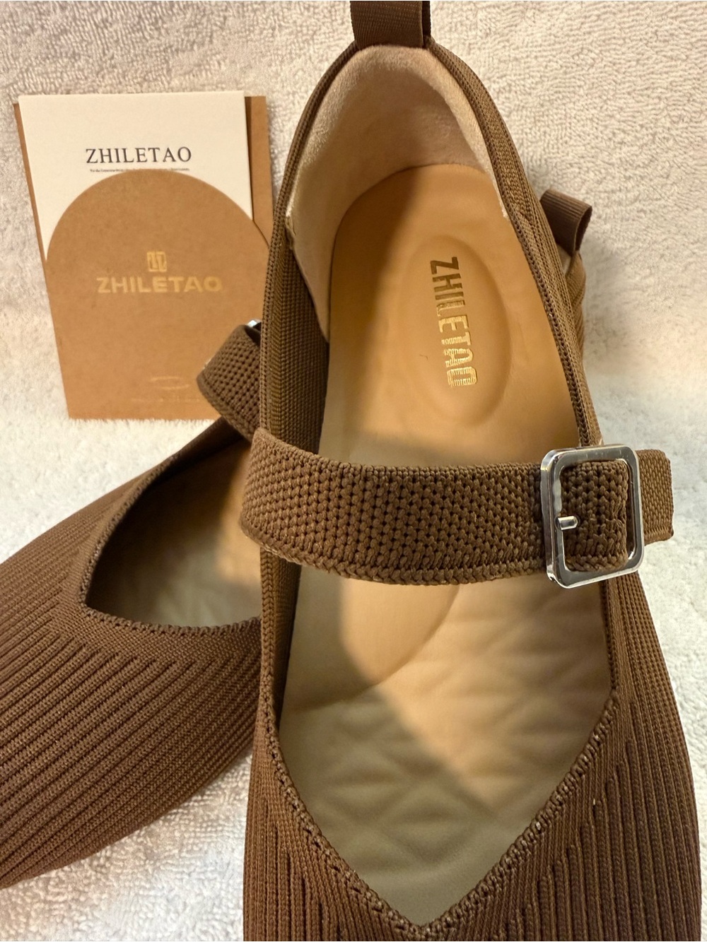 ZHILETAO Brown Ribbed Mary Jane Flats bundle shoes for deeper discount - Picture 3 of 12